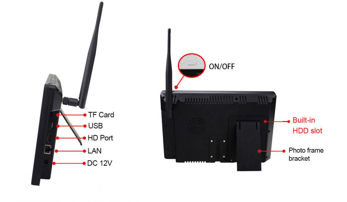LOGSER AG - 9 Zoll Full-Touch Funk Videoüberwachung HD 720p Echtzeit, 500GB  SATA Festplatte, 1x Nachtsicht Kamera