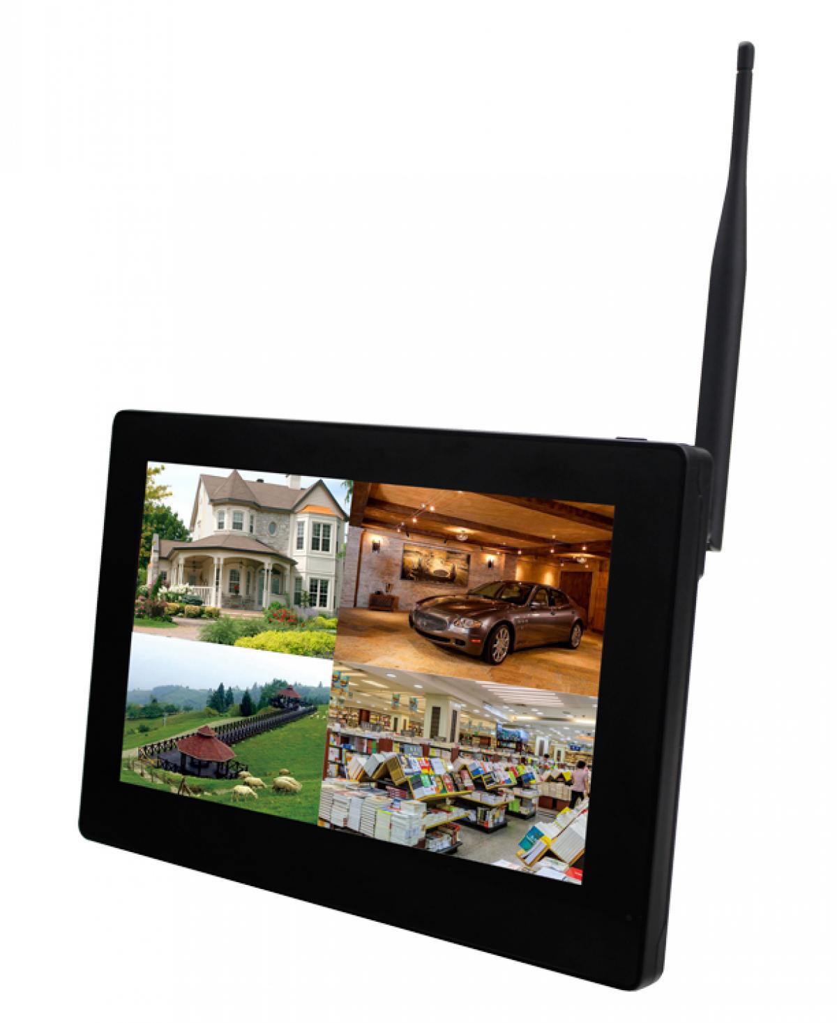 LOGSER AG - 9 Zoll Full-Touch inkl. Wifi Adapter, Funk Videoüberwachung HD 720p Echtzeit, 500GB SATA Festplatte, 3x Nachtsicht Kamera     